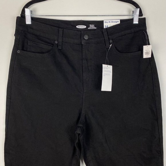 Old Navy Extra High Rise Sky-Hi Straight Jeans Jean Size Plus Size 28 NWT Black - Picture 2 of 11